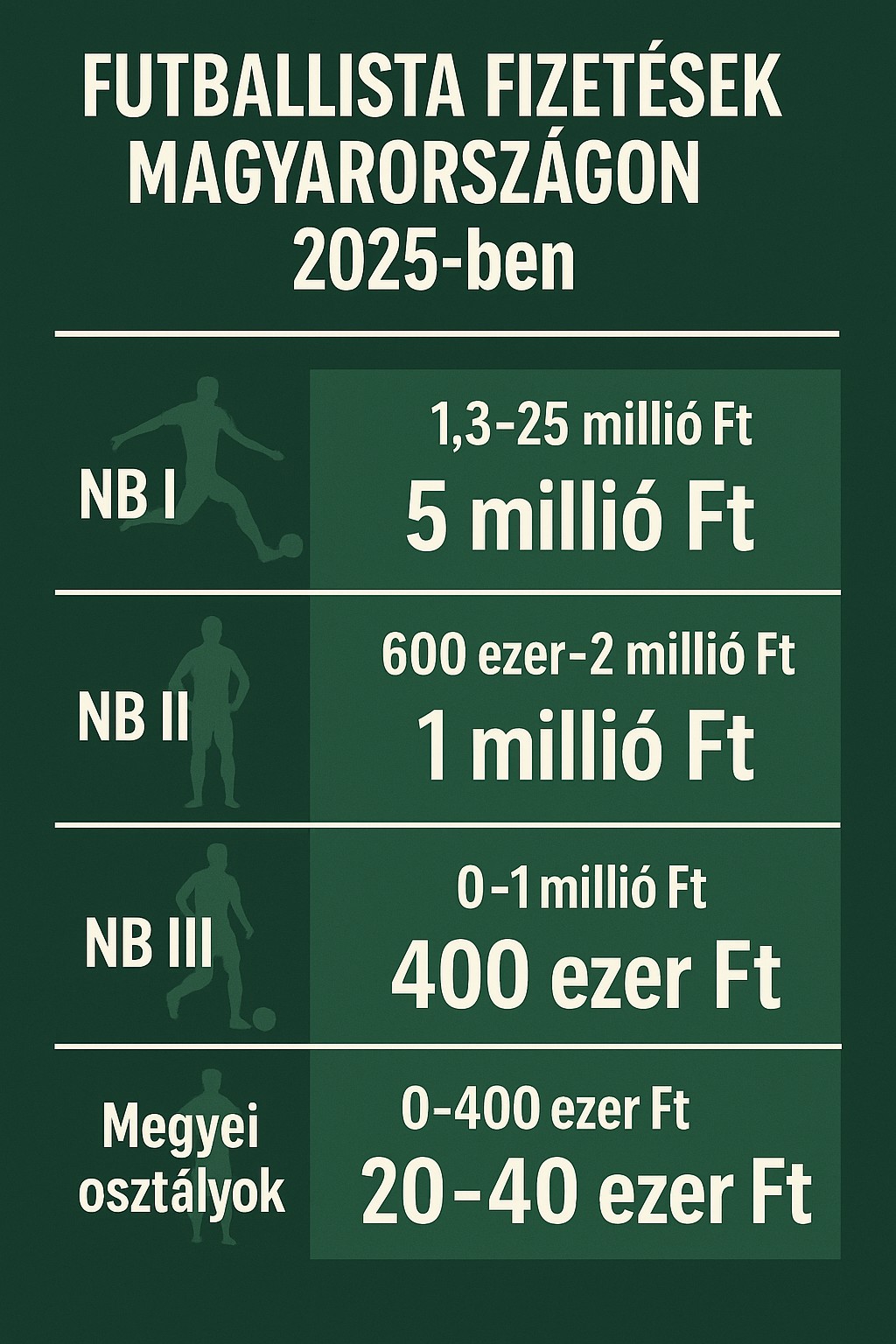 Futballista fizetések Magyarországon 2025-ben