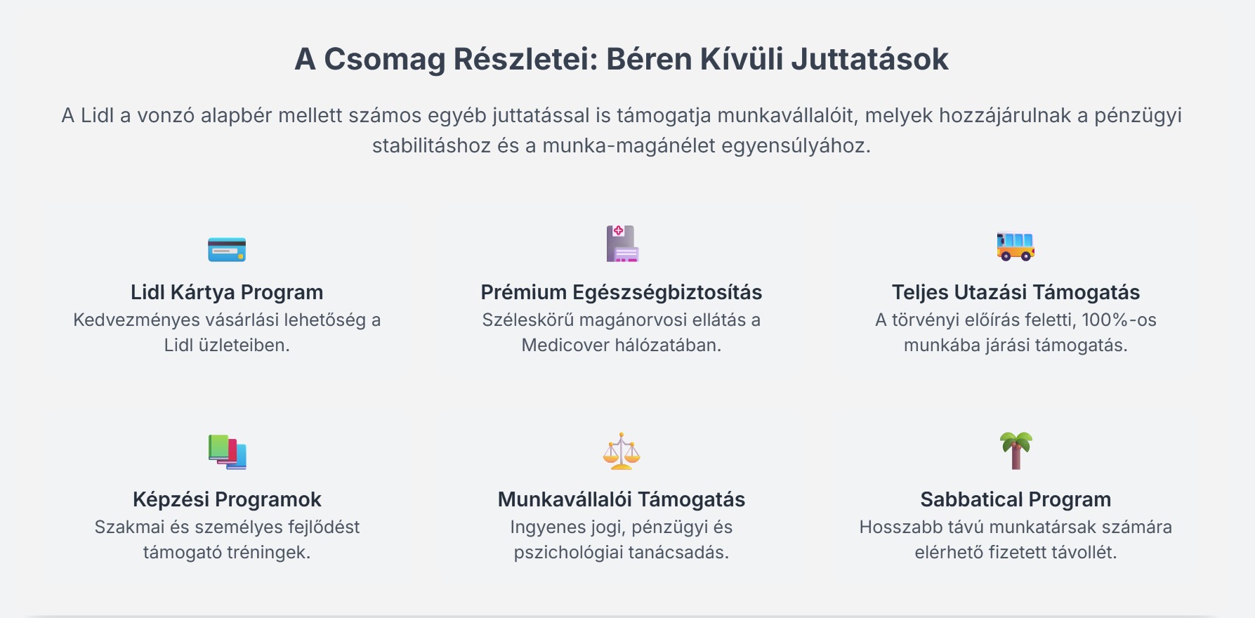 Lidl béren kivüli juttatások